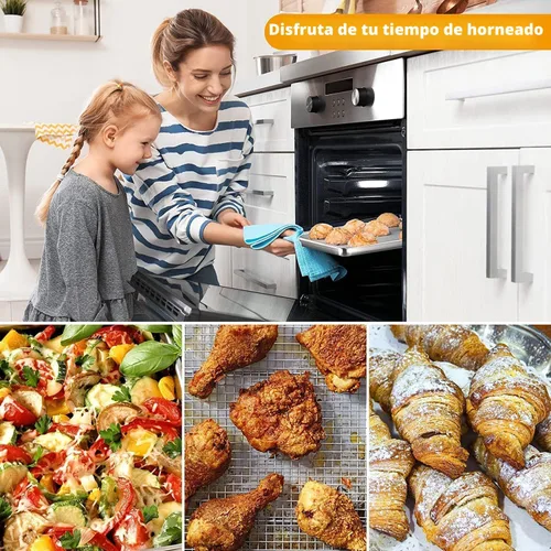 Vista 8 de Cesta para Freidora de Aire para Horno, OPENICE Bandeja y Sartén Grande de Freidora de Aire de 15.6" x 11.6" con 30 Piezas de Papeles de Pergamino