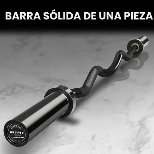 Vista 6 de RitFit Barra olímpica EZ Curl Bar de 2 pulgadas con placas de peso y collar