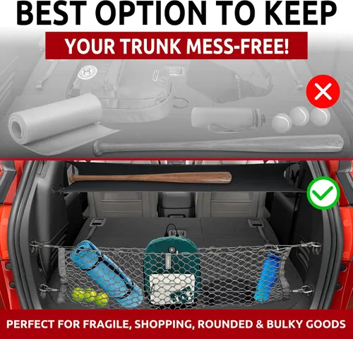 Vista 5 de Trunknets Inc Persiana de seguridad de carga + red de carga para Chevrolet Traverse 2009 2010 2011 2012 2013 2014 2015 2016 - Ebony New