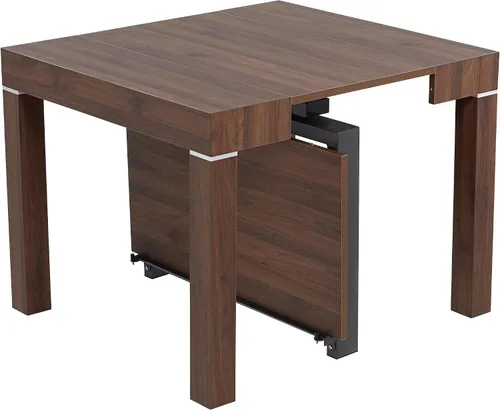 Vista 5 de Warhol - Mesa de comedor rectangular moderna de madera de nogal envejecida, 59 1/4 x 35 1/2 pulgadas, extensión de 2 hojas marrón para espacios