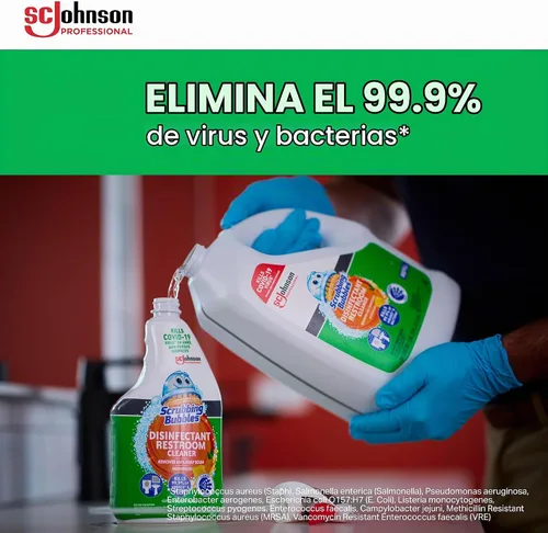 Vista 5 de SC Johnson Professional Scrubbing Bubbles - Limpiador desinfectante para baño, 32 onzas/caja cantidad 8