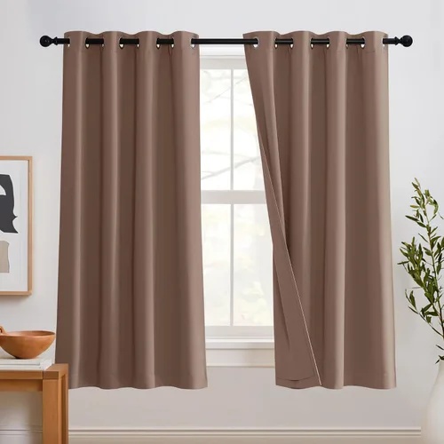Vista 47 de RYB HOME - Cortinas con cancelación de ruido de 63 pulgadas de largo, juego de 2 paneles, 3 capas totales, cortinas opacas, insonorizadas