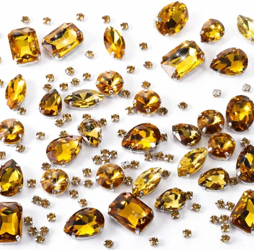 Vista 20 de WILLBOND 156 piezas de diamantes de imitación para coser con garra, diamantes de imitación de cristal con base plana, gemas con engaste de metal
