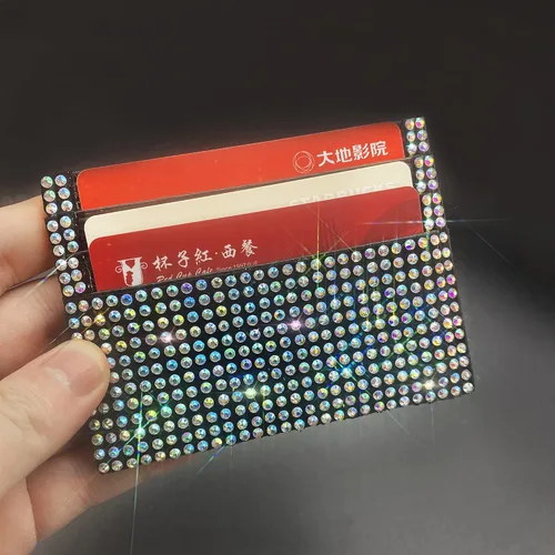 Vista 2 de Billeteras de cuero con diamantes de imitación para mujer con cristales brillantes, Multi, Casual