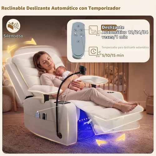 Vista 4 de Olela Auto Glider reclinable, silla mecedora automática del cuarto del bebé Beige