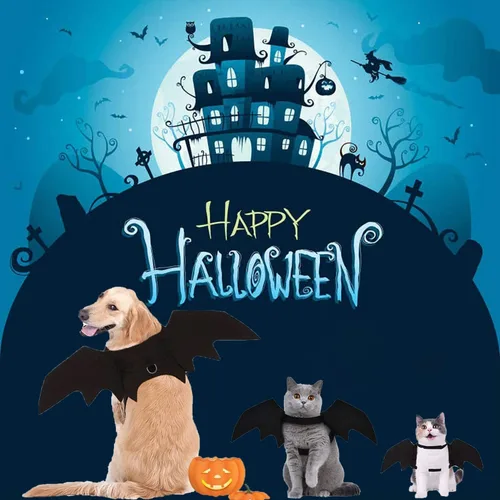 Vista 4 de Alas de murciélago para perros, disfraces de Halloween para perros y gatos Negro