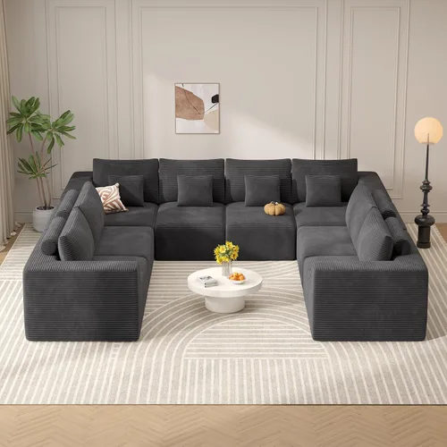 Vista 49 de Sofá cama modular, sofás de nube convertibles para sala de estar, 2 tumbonas de pana sin hueso, sofá cama de gran tamaño para dormitorio,