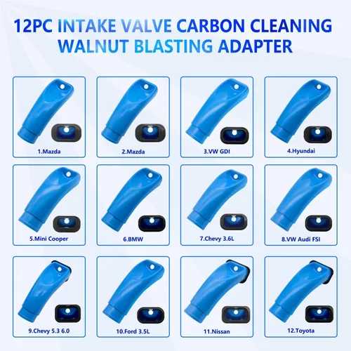 Vista 2 de ZKTOOL12PC Adaptador de Limpieza de Válvula de Admisión por Chorro de Nueces para Carbonización para Hyundai, Mazda, Chevy, Mini Cooper, VW, Audi