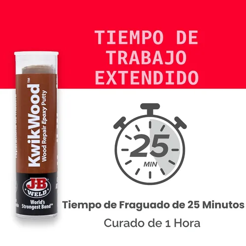 Vista 2 de Masilla Epoxi Putty de J-B Weld KwikWood para reparar madera, 1 oz, Beige, 8257