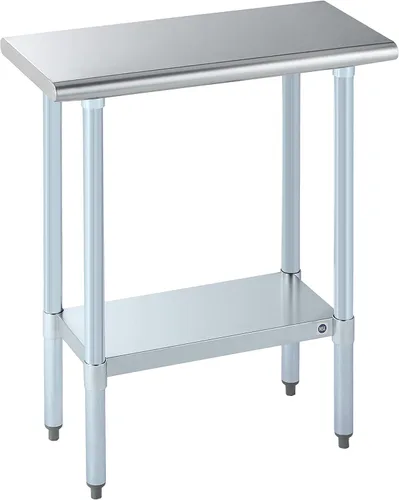 Vista 53 de ROCKPOINT Mesa de acero inoxidable para preparación y trabajo, 14x24 pulgadas; mesa de cocina comercial de metal NSF resistente con estante inferior