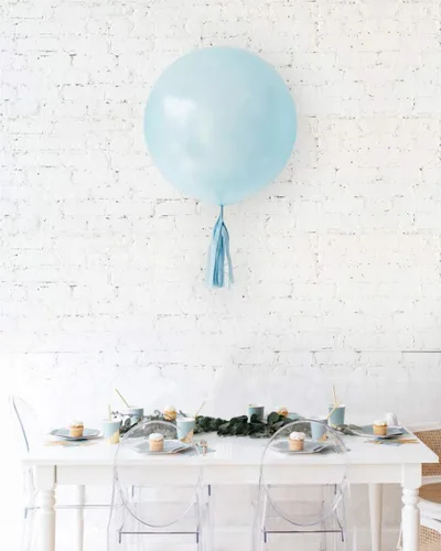 Vista 2 de Globos gigantes de látex de color azul y 36 pulgadas, 36", Azul fresco