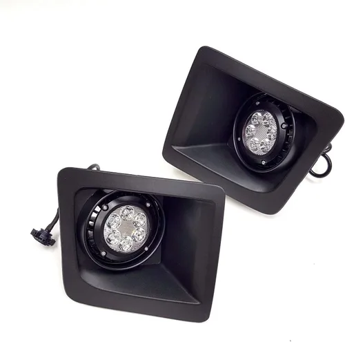 Vista 4 de LEDIN Compatible con GMC Sierra 2014-2015 con parachoques delantero LED integrado, luces antiniebla transparentes, par de biseles