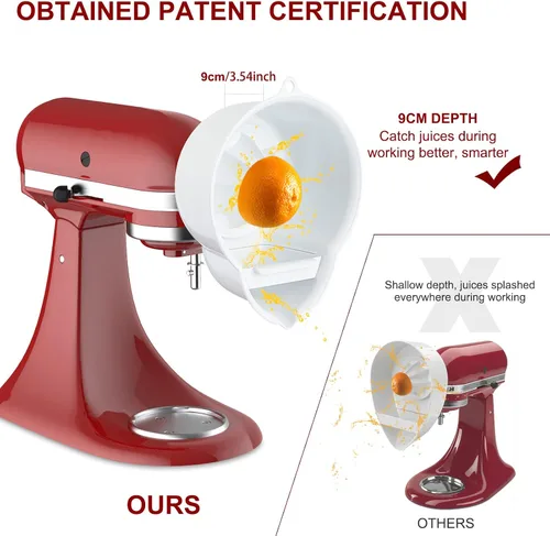 Vista 5 de Accesorio de exprimidor para batidora de pie KitchenAid con colador de 2 tamaños, accesorio de jugo cítrico para batidora de pie KitchenAid