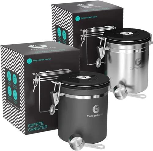 Vista 11 de Coffee Gator - Recipiente para café de acero inoxidable hermético de 11 oz, contenedor de almacenamiento de alimentos para cocina con rastreador