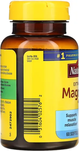 Vista 6 de Nature Made Óxido de magnesio extra fuerte 400 mg, suplemento dietético para apoyo muscular, nervio, hueso y corazón, 60 cápsulas blandas
