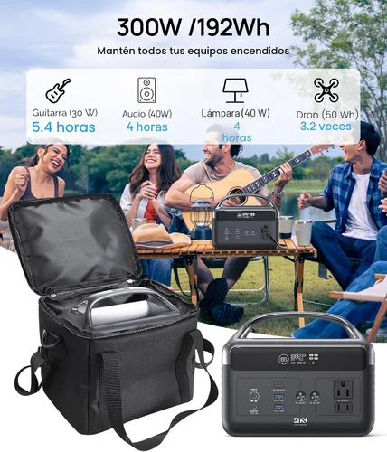Vista 3 de DaranEner Estación de energía portátil LiFePO4 de 192 Wh, generador solar con bolsa de almacenamiento, 2 CA 300 W (sobretensión de 600 W), USB-C 60
