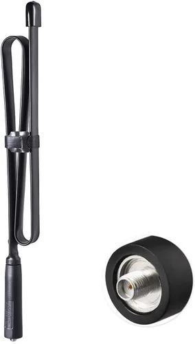 Vista 4 de Bingfu Antena de radio plegable CS táctica SMA hembra jamón 2 unidades de doble banda VHF UHF 136-520MHz 31 pulgadas antena para Baofeng BF-F8HP
