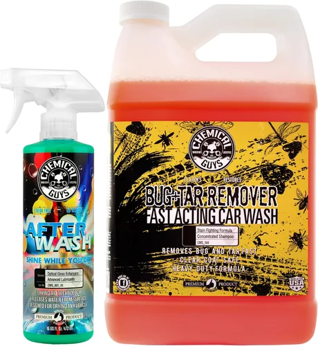 Vista 4 de Chemical Guys CWS_104 - Kit de jabón y recambio concentrado para eliminar bichos y alquitrán para lavar el auto, 2 botellas - (1) 16 onzas y (1)