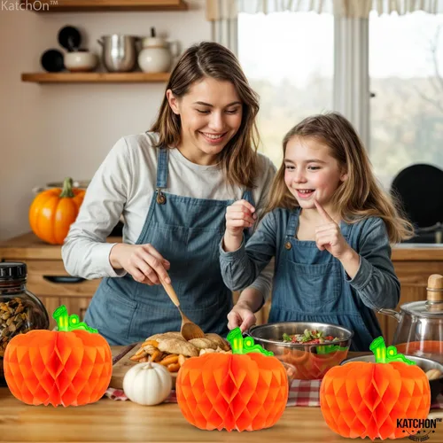 Vista 8 de KatchOn Centros de mesa de calabaza de 10 pulgadas, paquete de 6 2-Naranja