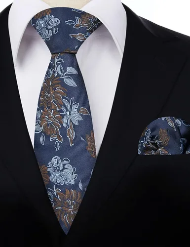Vista 173 de Alizeal Mens 3.15inches Leaf Flower Pattern Tie with Floral Pocket Square Set