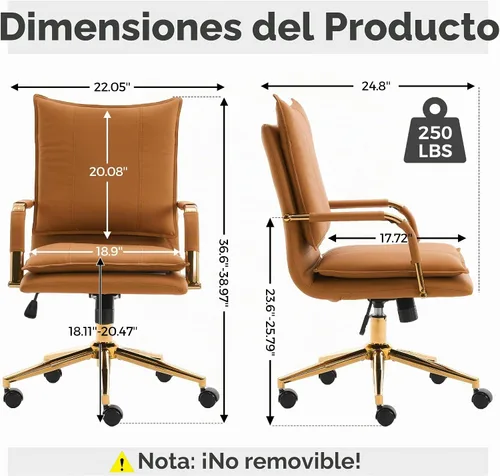 Vista 2 de Silla de oficina, cómoda silla de escritorio, silla giratoria de cuero, silla ergonómica para computadora con reposabrazos, silla de escritorio