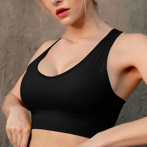 Vista 2 de Conjuntos de entrenamiento para mujer, 2 piezas, ropa de gimnasio, yoga, camiseta sin mangas, acanalada, sin costuras, cintura alta, pantalones