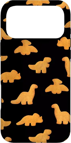 Vista 22 de iPhone 16 Dinos - Patrón de pepitas de pollo Divertida funda negra de dinosaurio realista