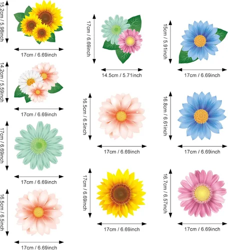 Vista 2 de 30 piezas de flores colgantes de mariposas, decoración de primavera y verano, Día de la Madre, girasol, baby shower, decoración para mujeres, hogar