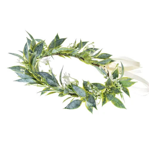 Vista 2 de Vividsun Corona de rosas ajustable para mujeres y niñas, corona floral, guirnalda de corona, boda, festival, fiesta, tocado, # Verde