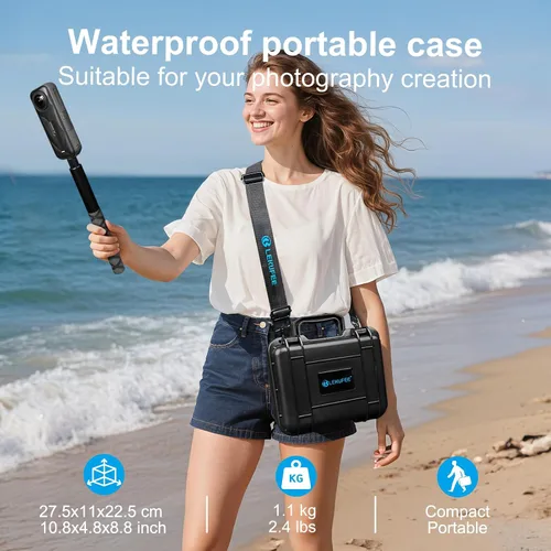 Vista 4 de Lekufee Funda de transporte impermeable para cámara Insta360 X5, Insta360 X4, Insta360 X3 y otros accesorios (solo funda)