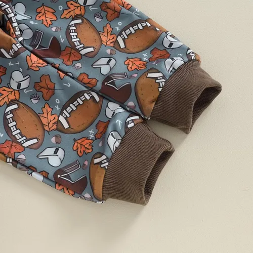 Vista 7 de Omkzanbi Conjunto de fútbol para niños pequeños, sudadera de manga larga, pantalones deportivos, 2 piezas, ropa casual para el día del juego, ropa