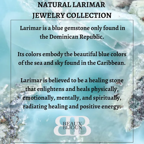 Vista 5 de Beaux Bijoux Collar de plata de ley azul larimar para mujer, joyería de larimar natural, hermosas piedras de larimar azules, collar de larimar