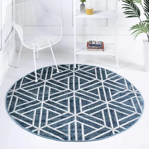Vista 23 de Unique Loom Matrix Trellis Collection - Alfombra de área, diseño (2 pies x 6 pies 1 pulgada, color azul/marfil)