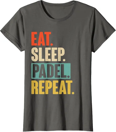 Vista 10 de Eat Sleep Padel Repeat - Camiseta de pádel retro vintage, Negro