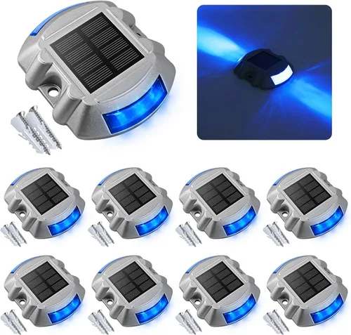 Vista 19 de VOLISUN Luces Solares de Cubierta de Navidad Luces de Muelle de Entrada, Paquete de 4 LED IP67 Impermeables Luz de Advertencia de Escalón para Rojo