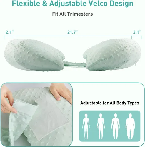 Vista 2 de DONAMA Almohada de embarazo para dormir, desmontable y ajustable, almohada de maternidad de apoyo de doble cara, agradable a la piel para mujeres