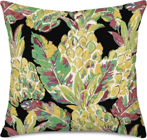 Vista 13 de Funda de almohada de fantasma de Halloween de 16 x 16 pulgadas, rayas blancas y negras con espeluznantes fundas de almohada de lino y algodón
