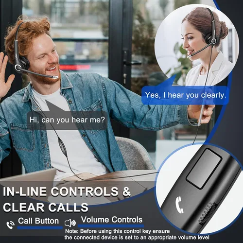 Vista 5 de Auriculares con cable Callez para computadora, auriculares de 3,5 mm/USB-C con micrófono con cancelación de ruido, auriculares para teléfono celular