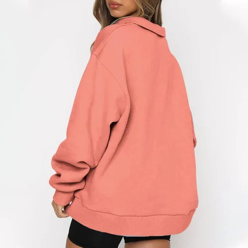 Vista 4 de Ceboyel Sudadera de gran tamaño con cremallera de un cuarto para mujer, sudadera con capucha Y2K para otoño, ropa de moda 2023