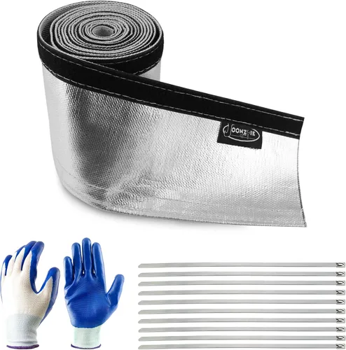Vista 14 de Funda de protección térmica aluminizada plateada de 1-1/2 pulgadas de diámetro interior x 10 pies para una manguera de protección térmica definitiva