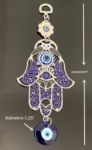 Vista 2 de Betterdecor - Decoración para colgar a mano Hamsa de mal de ojo azul 023