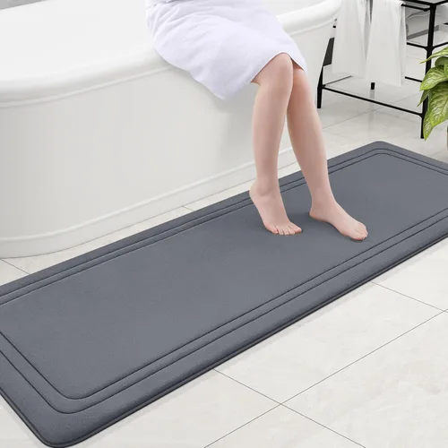 Vista 82 de Grandaily Alfombra de Baño de Espuma Viscoelástica 24x16, Ultra Suave, Antideslizante y Absorbente, Alfombras de Baño Lavables a Máquina y Secables