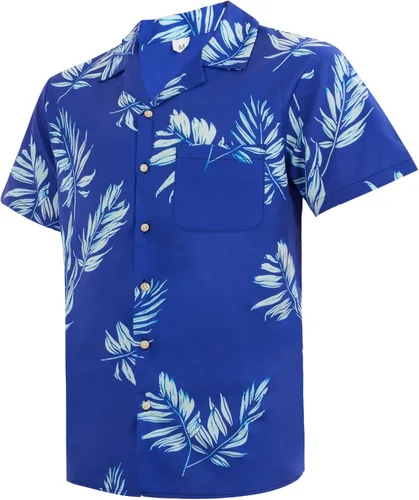 Vista 2 de Nuofengkudu Hawaiian Shirt for Men, Summer Beach Printed Tropical Shirts Short Sleeve Casual Button Down Shirts