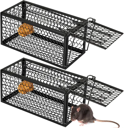 Vista 8 de Qualirey 1 Pieza Trampa Humana para Ratas Ardilla Listada Roedor Ratón Ardilla Trampa de 9.1 x 4.5 x 4.5 Pulgadas Animales Vivos Ratón Topillos