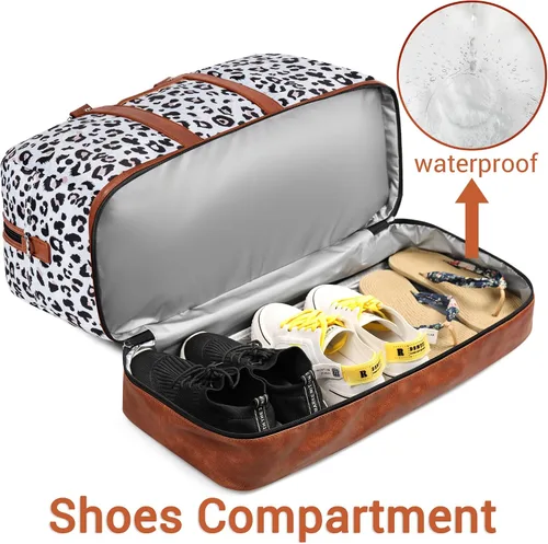 Vista 105 de IBFUN Bolsas de fin de semana para mujer, bolsa grande de lona para viaje, bolsa de viaje con compartimento para zapatos, 21 pulgadas, juego de 3