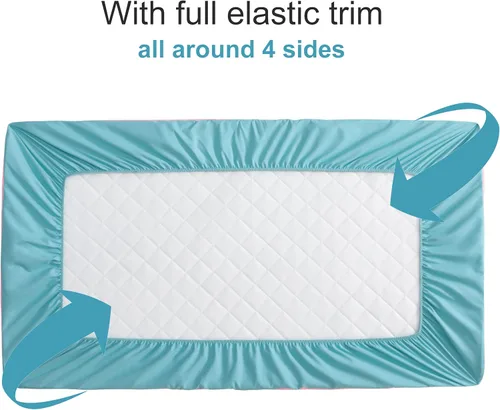 Vista 2 de NTBAY 2 Pack Protector de colchón de cuna impermeable, sábana ajustable acolchada de 28"x52" para bebé - Lavable a máquina - Suave y transpirable