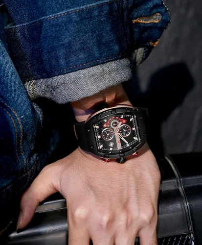 Vista 2 de Watches for Men Original Analog Quartz Waterproof Sport Mens Watches Tonneau Chronograph Luminous Fashion Unique Casual Watch with Silicone Strap