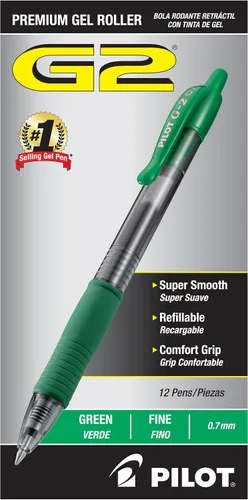 Vista 12 de Pilot G2 - Bolígrafos de gel de alta calidad de 0.7, punta fina para escritura suave, color negro, paquete de 12