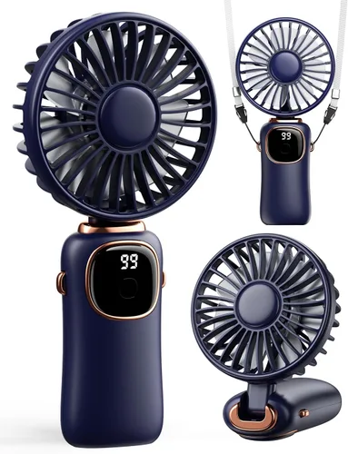Vista 11 de coldSky Ventilador de mano portátil, batería de 4000mAh, ventiladores de viaje personales multifunción 3 en 1 con pantalla digital, ventilador