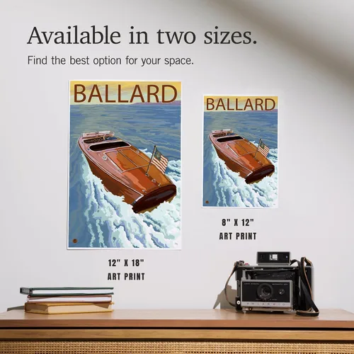 Vista 6 de Lantern Press Ballard, Seattle, Washington, Wooden Boat, 8x12 Inch Art Print Wall Decor